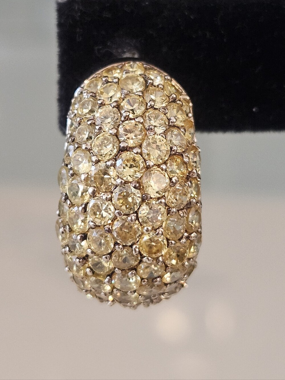 Charles Winston Huge Sterling Silver Gemstone Pave Hoop Omega Back Earrings